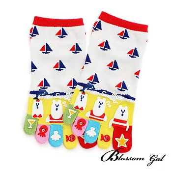 Blossom Gal日本進口夏日帆船立體腳跟五趾襪(共五色)紅