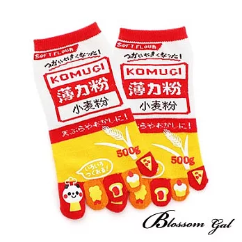 Blossom Gal日本進口小麥粉立體腳跟五趾襪(共四色)紅