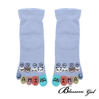 Blossom Gal日本進口動物派對立體腳跟五趾襪(共五色)藍