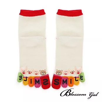Blossom Gal日本進口動物SMILE立體腳跟五趾襪(共五色)米