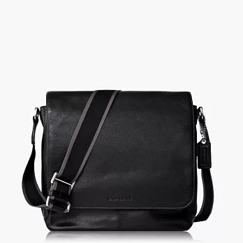 【COACH 男仕品味】皮革 / 側肩 / 斜肩 / 多功能包_黑色