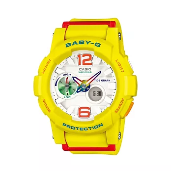 BABY-G 滑板女孩極限運動時尚限量腕錶-螢光黃-BGA-180-9B