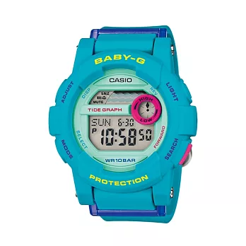 BABY-G 戶外刺激潮汐運動時尚少女腕錶-水藍-BGD-180FB-2