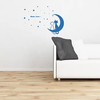 《Smart Design》創意無痕壁貼╱ 月光貓咪 8色可選藍