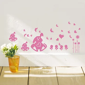 《Smart Design》創意無痕壁貼◆愛心兔 8色可選粉紅