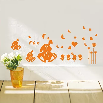 《Smart Design》創意無痕壁貼◆愛心兔 8色可選橘