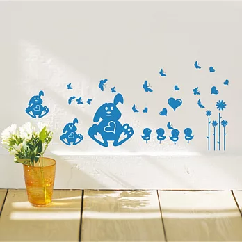 《Smart Design》創意無痕壁貼◆愛心兔 8色可選藍