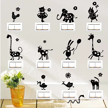 《Smart Design》創意無痕壁貼◆動物開關貼 8色可選黑
