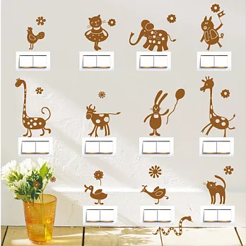 《Smart Design》創意無痕壁貼◆動物開關貼 8色可選咖啡