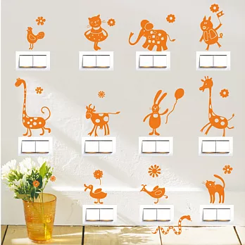 《Smart Design》創意無痕壁貼◆動物開關貼 8色可選橘