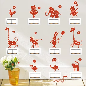 《Smart Design》創意無痕壁貼◆動物開關貼 8色可選紅