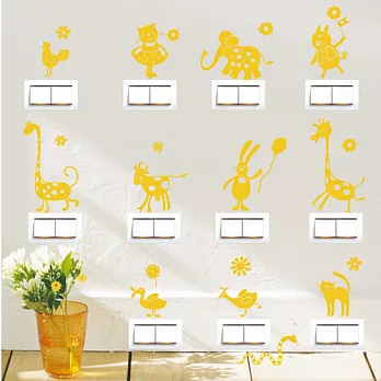 《Smart Design》創意無痕壁貼◆動物開關貼 8色可選黃
