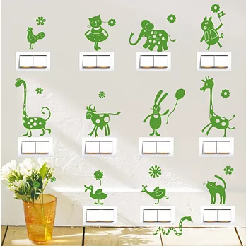 《Smart Design》創意無痕壁貼◆動物開關貼 8色可選綠