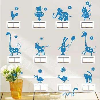 《Smart Design》創意無痕壁貼◆動物開關貼 8色可選藍