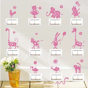 《Smart Design》創意無痕壁貼◆動物開關貼 8色可選粉紅