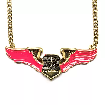英國 Natkiel 項鍊 - 徽章螢光翅膀項鍊 (桃紅)