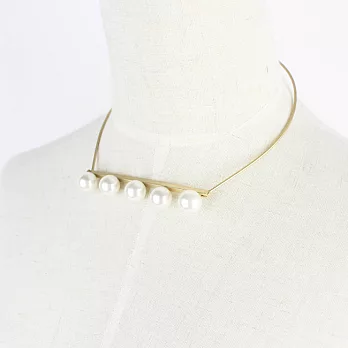 英國NATKIEL-時尚優雅珍珠造型扣環項鍊(金)