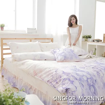 幸福晨光《月舞婆娑》雙人五件式天絲絨舖棉兩用被床罩組