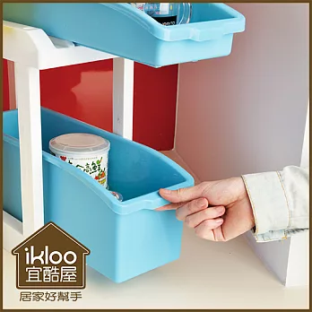 【ikloo】彩漾滑軌式廚房收納架-水漾藍