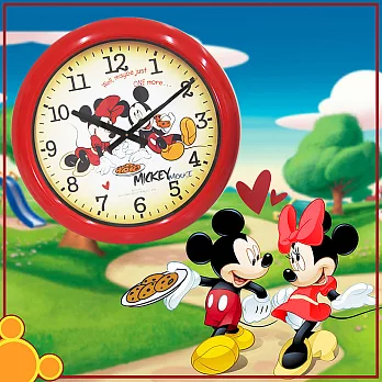 【DISNEY】迪士尼 活潑可愛米奇米尼超大掛鐘W-1210A/時鐘/卡通掛鐘 (紅色)
