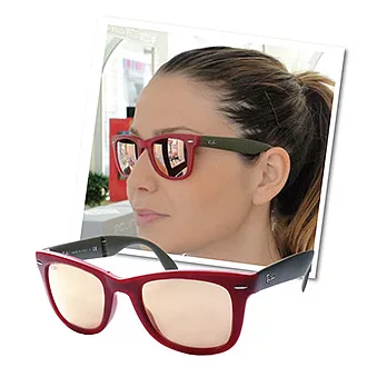 【Ray Ban 雷朋】4105-6050/Z2_Wayfarer摺疊款水銀鏡面(紅框#小版50mm)