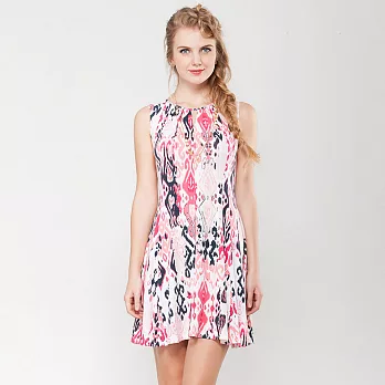 【INF】三角領簡約印花洋裝15046S粉色