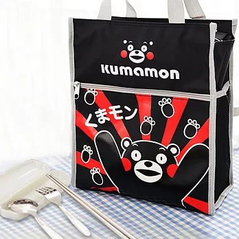 Kumamon熊本熊 直式補習袋/便當袋+台灣製環保三件式餐具組