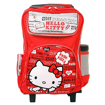 HELLO KITTY 上學三段拉桿書包-紅色