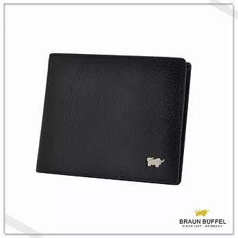 【BRAUN BUFFEL‧德國小金牛】- 劍士系列12卡可翻式短夾- BF157-317-BK黑色