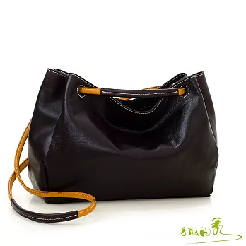 【手感的秀】真皮植揉革文青魅麗托特二用包(巧克力咖)