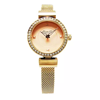 Kenneth Cole 米蘭晶鑽時尚秀女性優質腕錶-玫瑰金-KC10022304