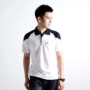 【遊遍天下】男款休閒抗UV吸濕排汗機能POLO衫(NS007)XL白/丈青