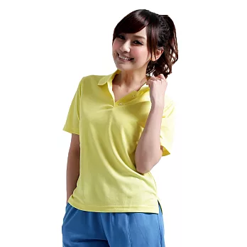 【遊遍天下】MIT台灣製女款休閒抗UV吸濕排汗機能POLO衫(S066)L淺黃