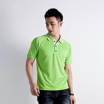 【遊遍天下】MIT台灣製男款抗UV涼爽吸濕排汗機能POLO衫(S052)XL果綠