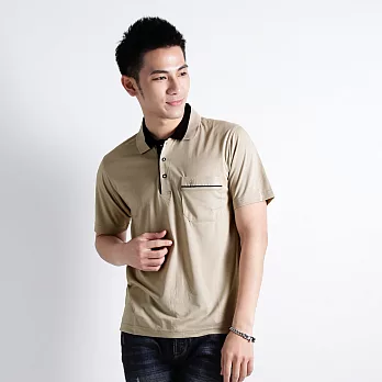 【遊遍天下】MIT台灣製男款抗UV涼爽吸濕排汗機能POLO衫(S073)2XL卡其/黑