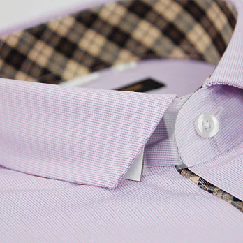 【金安德森】經典格紋繞領門襟變化粉色窄版短袖襯衫16粉色