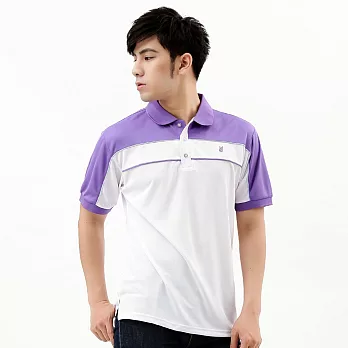 【遊遍天下】MIT台灣製男款抗UV涼爽吸濕排汗機能POLO衫(SV071)L白/紫