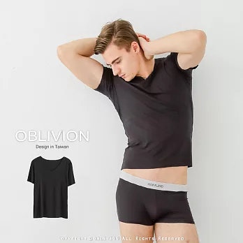 木代爾透氣涼感男士V領短袖無痕上衣M經典黑