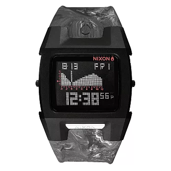 NIXON LODOWN SILICONE 迷幻漩渦海潮休閒腕錶-迷幻黑