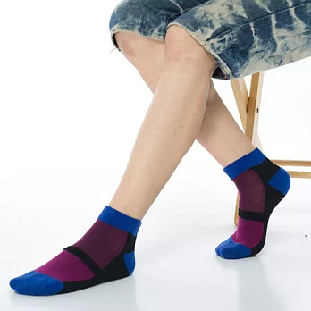 【KEROPPA】可諾帕細針毛巾底氣墊束底男短襪x4雙C91002 D 寶藍配紫紅C91002D寶藍紫