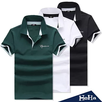 POLO衫 彈性棉質翻領印花上衣 三色-HeHa-2XL(白色）
