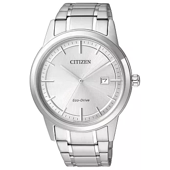 CITIZEN Eco-Drive 款款情深光動能時尚男錶-銀