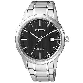 CITIZEN Eco-Drive 款款情深光動能時尚男錶-黑x銀