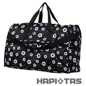 HAPI+TAS 摩登花朵摺疊旅行袋(大)-黑
