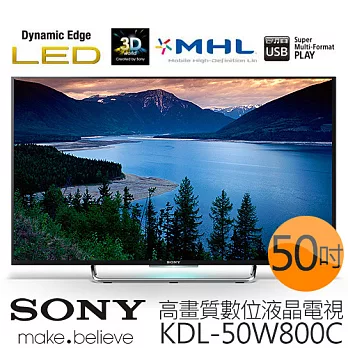 《贈 精緻桌裝》SONY KDL-50W800C 新力 50吋 高畫質液晶電視 *再加贈 8G隨身碟、HDMI線、拭鏡布