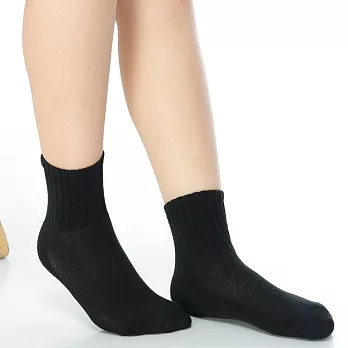 【KEROPPA】可諾帕7~12歲學童專用毛巾底氣墊短襪x4雙(男女適用)C93002黑色4雙C93002黑