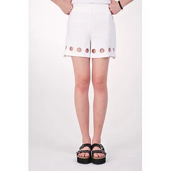 【moi-même】短褲下擺綉洞 短褲其他白色