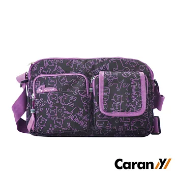 CARANY 卡拉羊 時尚休閒單肩斜背包 隨身包 (黑色紫線條) 58-0011D1