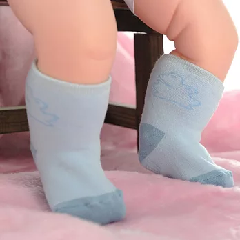 【KEROPPA】可諾帕MIT12~24個月嬰兒厚底止滑1/2短襪x3雙(淺藍配藍)95001-E淺藍配藍95001E