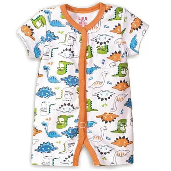 男前扣哈衣 短袖 連身衣 平腳衣 平角衣 爬服 哈衣6M橘色恐龍